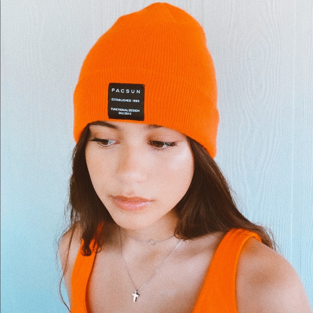 Pacsun Neon orange beanie